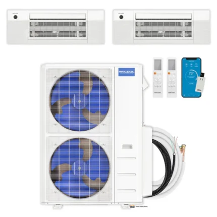MRCOOL DIY 5th Gen Multi-Zone 2-Zone 48,000 BTU 22 SEER2 (9K + 9K) Ductless Mini-Split Air Conditioner and Heat Pump with Ceiling Cassettes